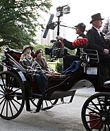 elle fanning, candids, woody allen, on set, new york city, october 12 2017