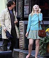 elle fanning, rebecca hall, on set, woody allen, new york city, october 19 2017